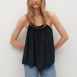 MANGO Flowy black strap top